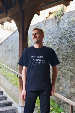 T-Shirt Bob silber auf schwarz